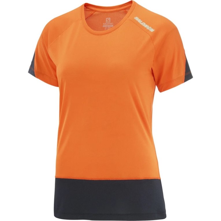 Camiseta Salomon Cross Run Curta Sleeve Feminino Laranja | PT Y68210